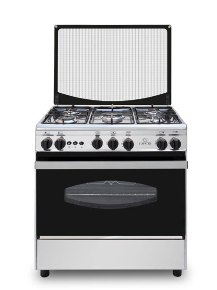 أم جي توب جاز بوتاجاز غاز، 5 شعلة، 60×80 سم، مروحة، TGS 802 - فضي